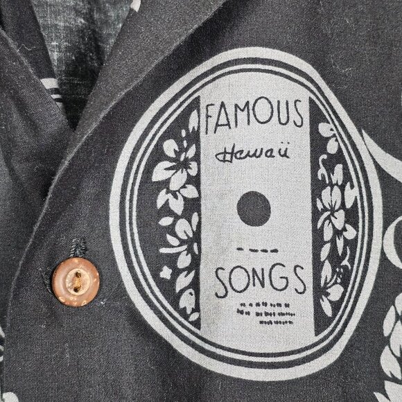 Vintage Winnie Fashion Hawaiian Shirt Black Pineapple Ukulele Music Mens XL - Picture 5 of 10